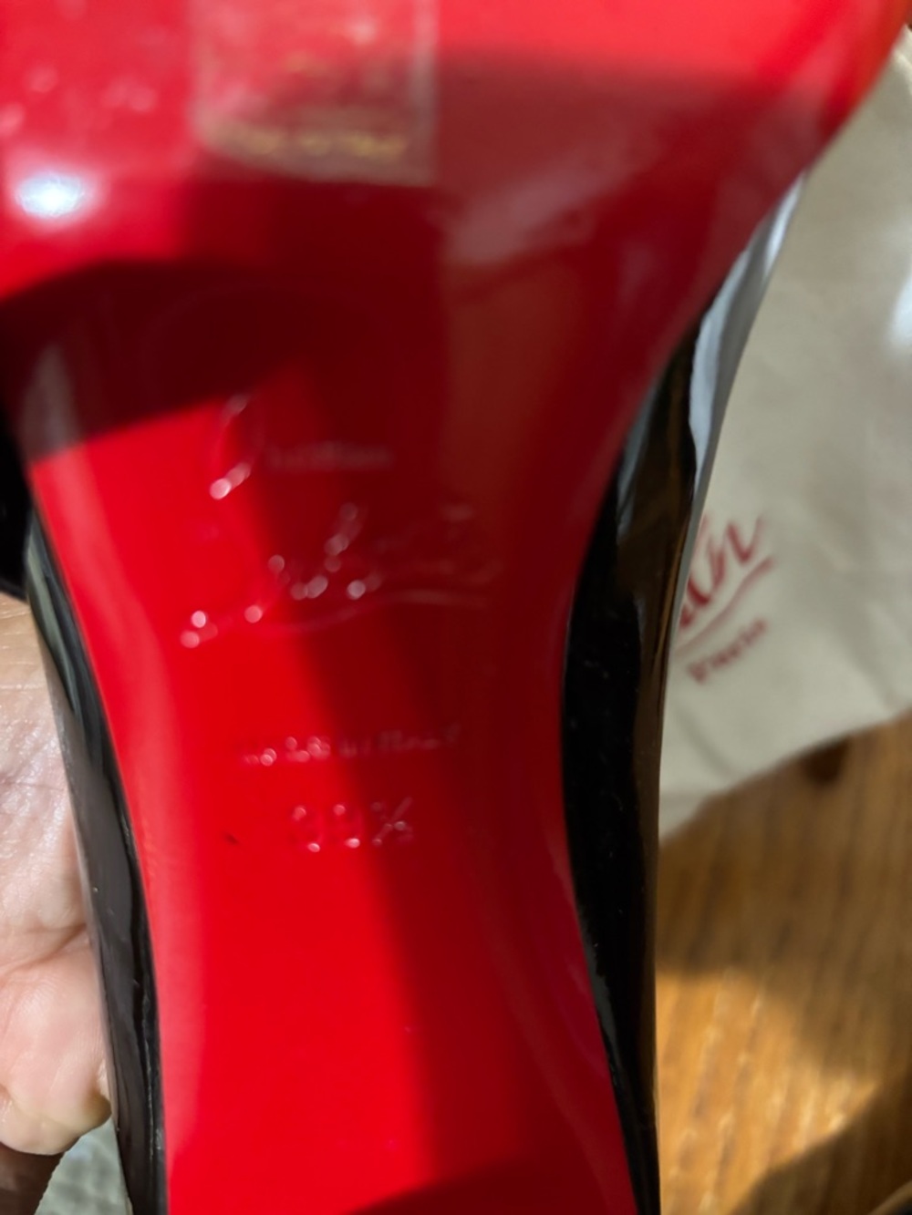 Christian Louboutin Black Patent Mary Jane Pumps with Red Sole - Picture 3 of 7